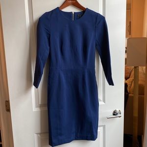 NWT J. Crew 3/4 sleeved Blue Stretch dress with exposed zipper size 2